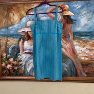 Chic Turquoise Striped Mini Dress